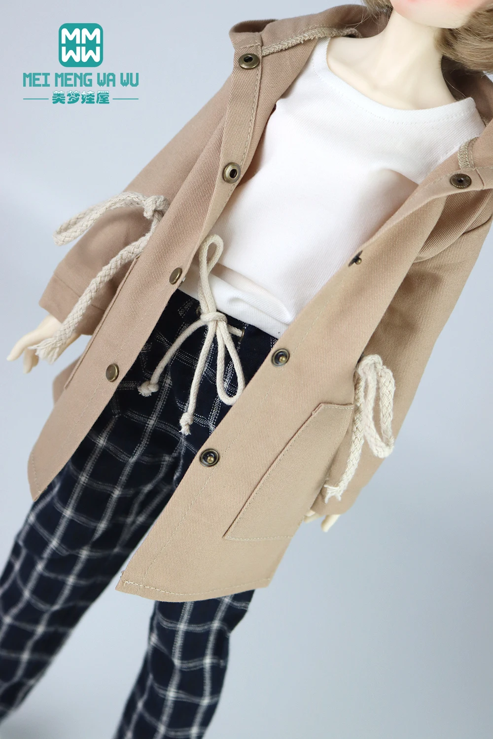 Ropa para muñeca, chaqueta con capucha, pantalones a cuadros, 1/4, 43cm, muñeca articulada esférica BJD