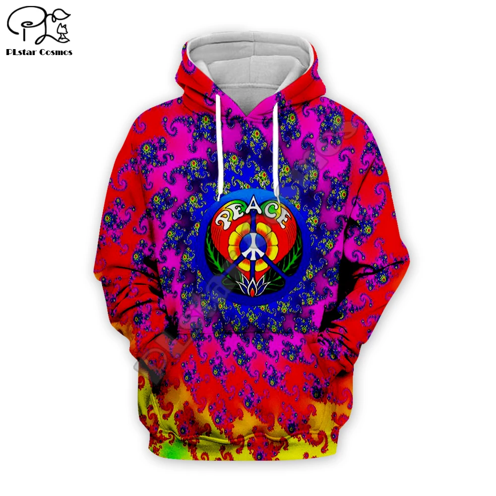 Для мужчин/женщин Hippie Peace 3d толстовки Триппи принтер длинный свитер хип-хоп пуловер местный спортивный костюм Красочные молнии
