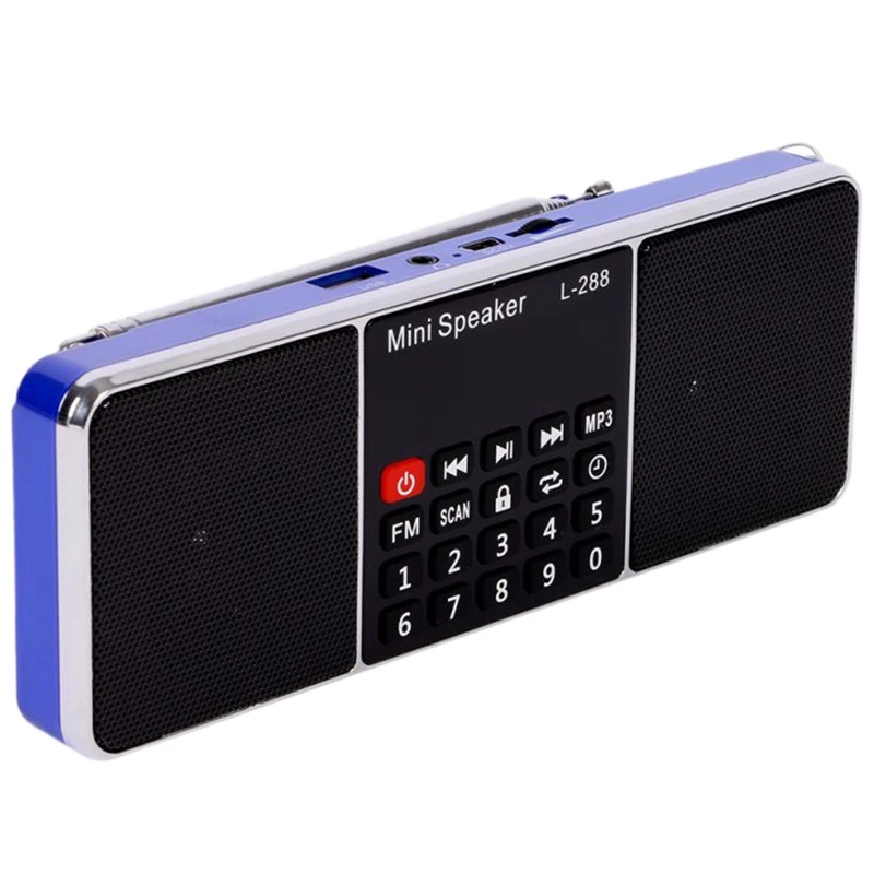 Мини Портативный Перезаряжаемый стерео L-288 fm-радио динамик с поддержкой ЖК-экрана TF карта USB диск MP3 музыкальный плеер громкий динамик(синий