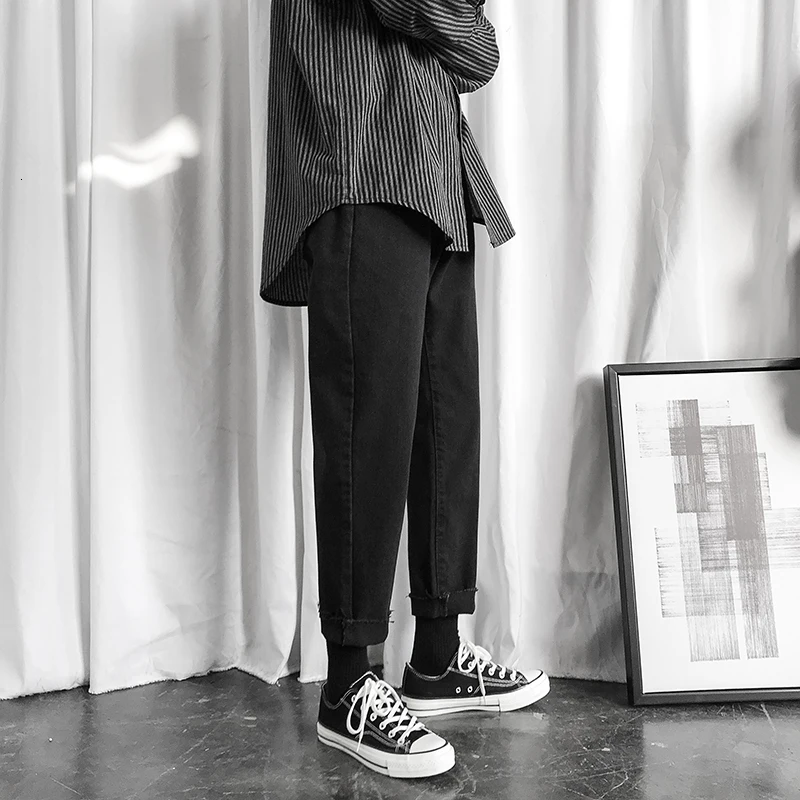 Black Jeans Men Slim Fashion Washed Casual Jean Pants Man Streetwear Wild Hip Hop Straight Denim 5