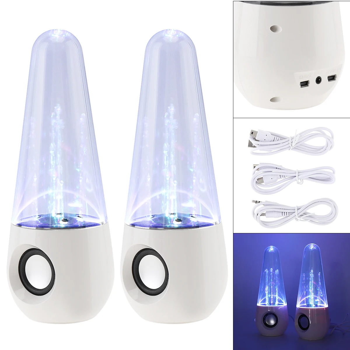 

Smart Mini Bullet-Shape Tumbler Water Speaker Fountain LED Portable Desk Stereo Speaker for Music Players/PC/Laptop
