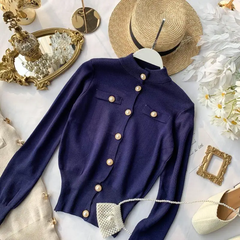 #^Special Price Women Knit Cardigan Spring Short Fit Single Breasted Sweater Urban Vintage Ladies Spring Retro Long Sleeve Top Knitwear Suits