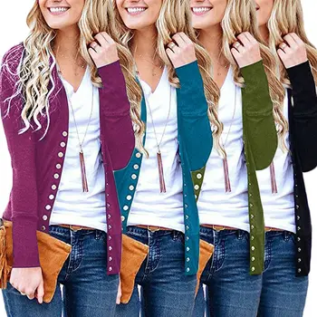 

Spring Autumn Solid Women Open Front Loose Cardigan Sweater Long Sleeve Knitted Coats Plus Size
