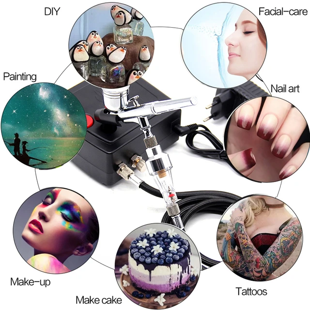 KKMOON Airbrush Tool Dual Action Gravity Feed 0.3mm Nozzle Spray Pump Pen  for Art Painting Craft Cake Spray Model Airbrush Kit - AliExpress