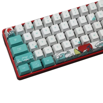 

71 Keys Sea Coral Ukiyo-e Keycap Dye Sublimation OEM Profile For GH60 GK61 GK64
