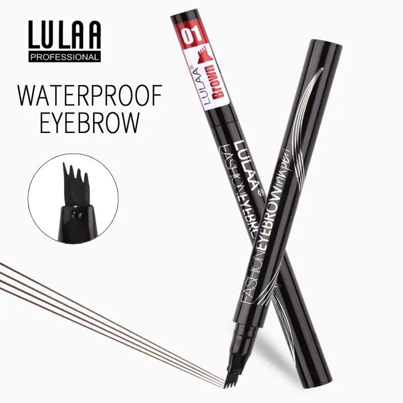 

LULAA 2 Colors Eyebrow Pencil Waterproof Natural Eyebrow Pen Four-claw Eye Brow Tint Makeup Brown Black Grey Brush Cosmetics