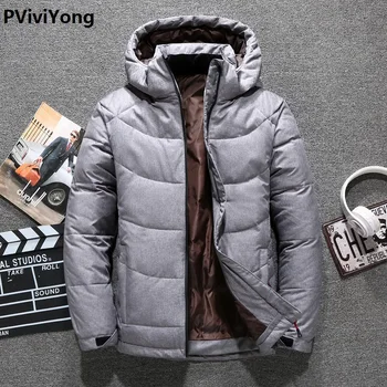 

PViviYong 2019 Winter new high quality White duck down jacket men's coat,hooded thicked Cloth parkas coat men 8710