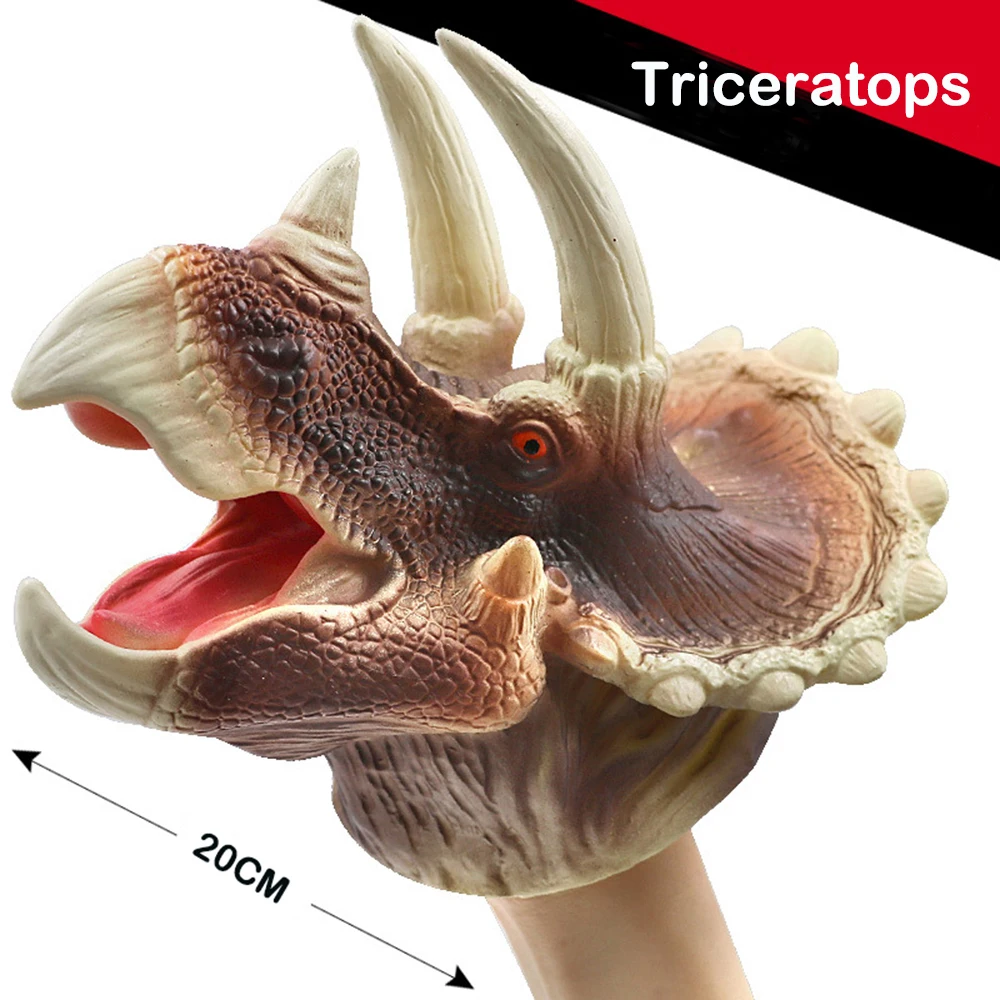 Animal Hand Puppets Childhood Kids Cool Rubber Toy Shark Dinosaur Shape Story Pretend Playing Gloves Gift For Children 4