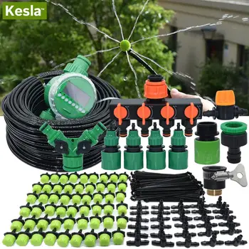 

KESLA 5-50M Automatic Garden Watering Adjustable Drip Irrigation System Digital Water Timer Controller 4/7mm Waterin Flower Lawn