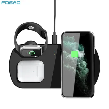 

FDGAO 10W 3 in 1 Charging Station for Apple Watch 5 4 3 2 Airpods Pro Qi Fast Wireless Charger Dock Pad For iPhone 11 XS XR X 8