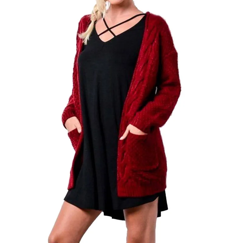 wine red Puimentiua осень зима женские свитера Джерси Mujer Invierno длинный женский кардиган рукав вязаный свитер с петельками кардиган - Цвет: wine red