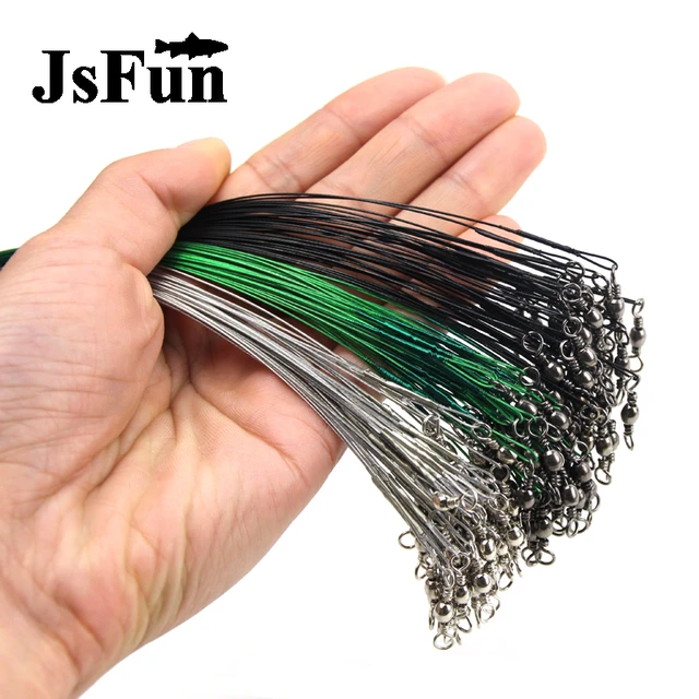 60pcs 15/20/25cm Stainless Steel Wire Leader Fishing Leash Swivel Anti-bite  Line Leadcore Leash Compatible With