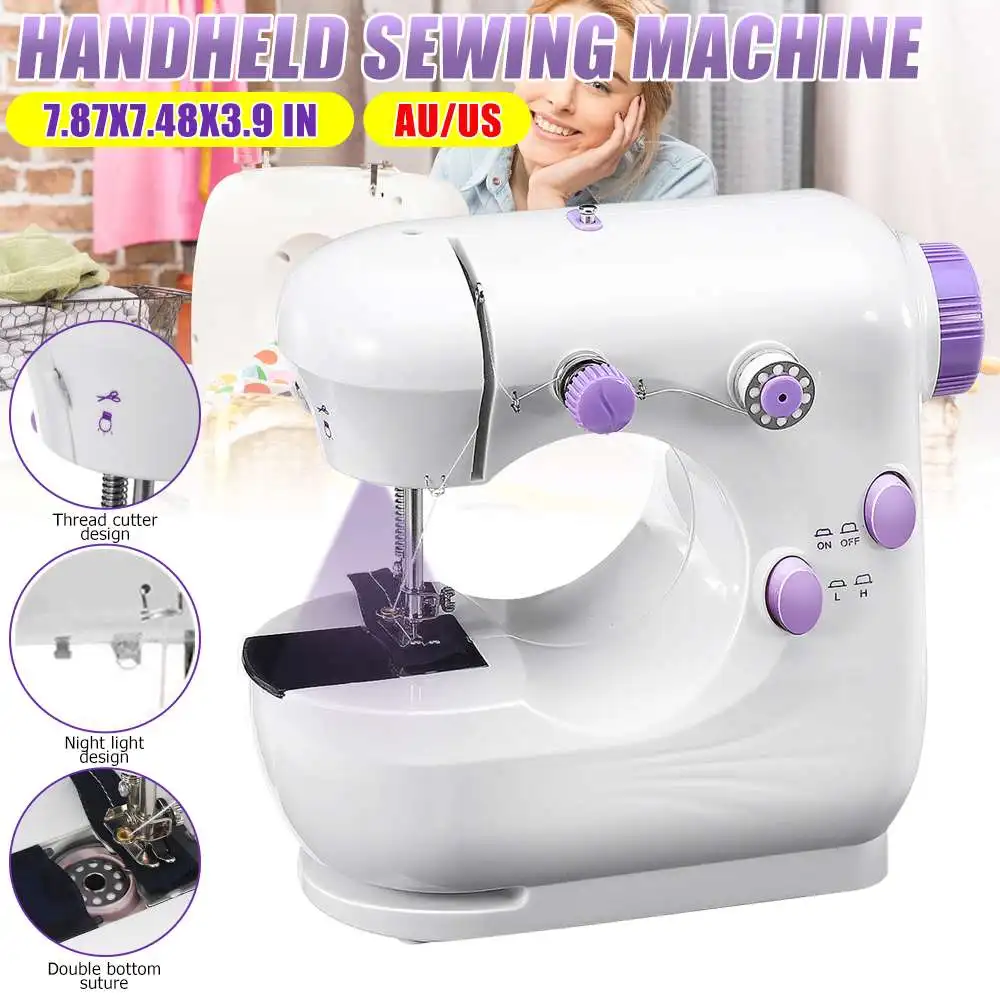 Sewing Machines Portable Mini Electric Household Crafting Mending With Foot Pedal Cutter Light For Home Beginners Kids Purple Sewing Machines Aliexpress