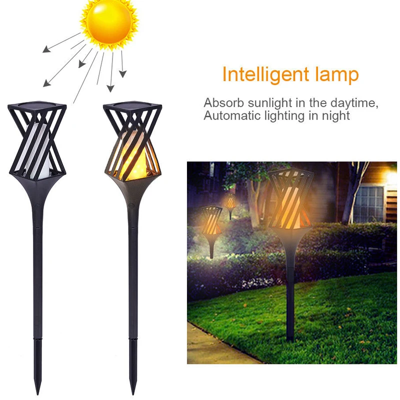 

72LED Solar Flame Lights Lawn Light Security Lamp Home Yard Path Lamp Christmas Party Garden Flickering Landscape Lights Xmas
