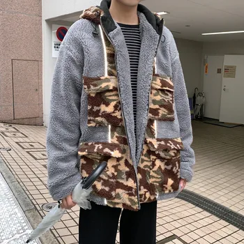 

Winter Camo Coat Men's Warm Thick Parka Men Fashion Street Casual Hooded Coat Man Streetwear Loose Cotton Jacket Male Clothes