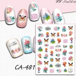 10Pcs Nail Art Stickers Rainbow Butterfly Pattern Self-adhensive Stickers Decal DIY Manicuring Geometry Flower Floral Decoration