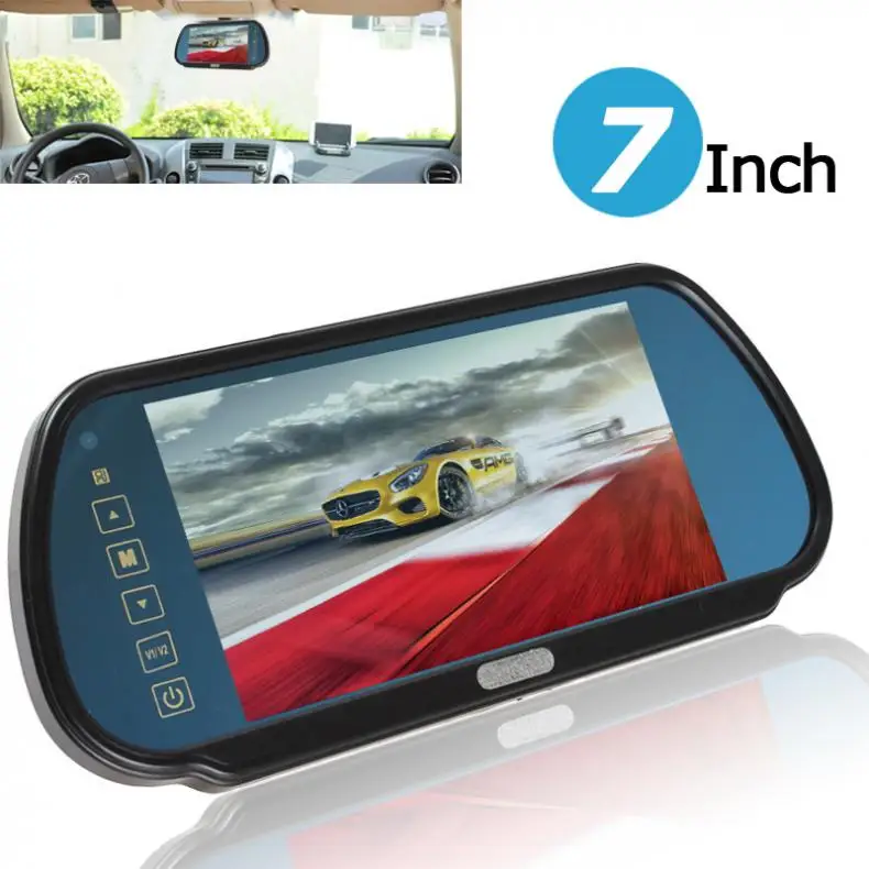 

7 Inch Color TFT LCD Widescreen Touch Button Car Rearview Mirror Monitor 7'' Parking Reverse Rear view Monitor 2CH Video Input