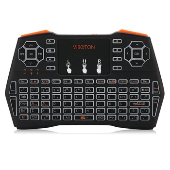 

VIBOTON 2.4G Wireless I8 Plus Monochrome Backlit Spain Keyboard Presspad Fly Air Mouse Mini Gaming Keyboard for Windows Android