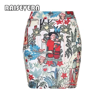 

2020 Summer Women Skirt Fashion Bodycon Mini Skirt Female Character Print Skirts Faldas Mujer Jupe Femme Womens Clothing