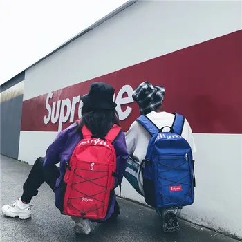 

Trendy Teenagers Casual Street Backpack Unisex Exquisite College Couple Bag Men String Decoration Cloth Bags Mochila DF497