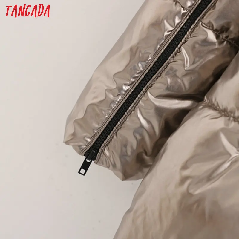 Tangada, Женские однотонные парки с капюшоном, большие размеры, плотные,, с длинным рукавом, на молнии, с карманами, женское элегантное теплое зимнее пальто, 1D177