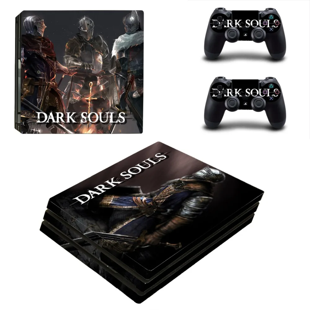 Виниловая наклейка Game Dark Souls PS4 Pro на кожу для консоли Sony Playstation 4 и 2 контроллера