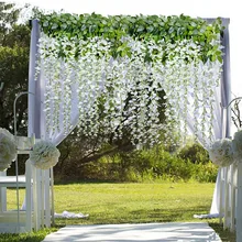 Arche de couronne de glycine en fausse soie, 12 pièces, décoration murale suspendue pour mariage, jardin, bureau, fête, famille, bricolage