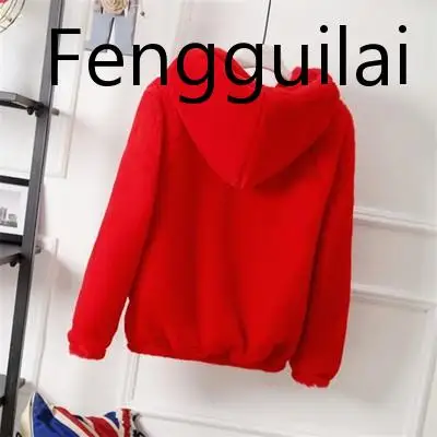 FENGGUILAI 2019 новое пальто из искусственного меха с капюшоном высокой талией Модная