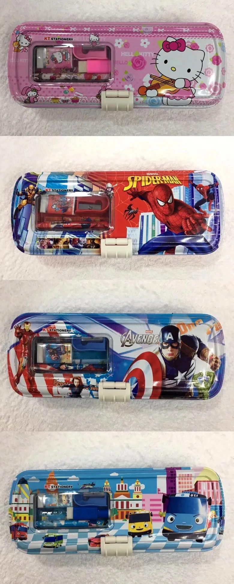 

Revenge Car Snow Spider KT Students Iron Pencil Box Stationery Box with Sharpener Pencil Rubber Learning Stationery Set
