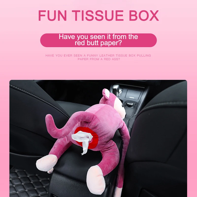  1PC Car Hanging Paper Napkin Box Portable Paper Box Handkerchief Case Comfortable Cartoon Monkey Ho