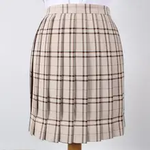 Японская юбка в клетку с высокой талией абрикосового и черного цвета для девочек-подростков, Студенческая летняя форма в стиле Харадзюку, JK, плиссированная юбка в студенческом стиле