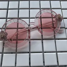 Цветочный дизайн милые Солнцезащитные очки Модные Розовые Круглые Женские солнцезащитные очки золотые бриллиантовые зеркальные женские очки солнцезащитные очки Gafas de