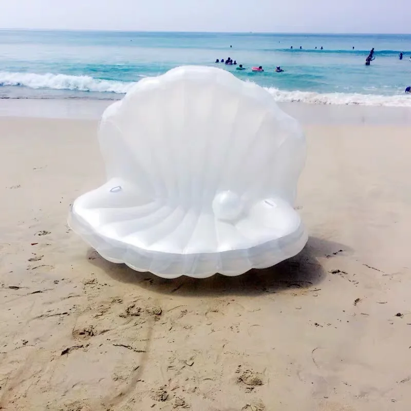 

160*130*130cm Big Sea Shell Pearl Floating Bed Set Inflatable Swimming Pool Float Pong Floats