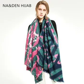 

1PCS Cashmere Women scarves Long muffler NEW Thermal scarf Zebra pattern shalws Muslim hijab Winter scarf Ladies striped wraps