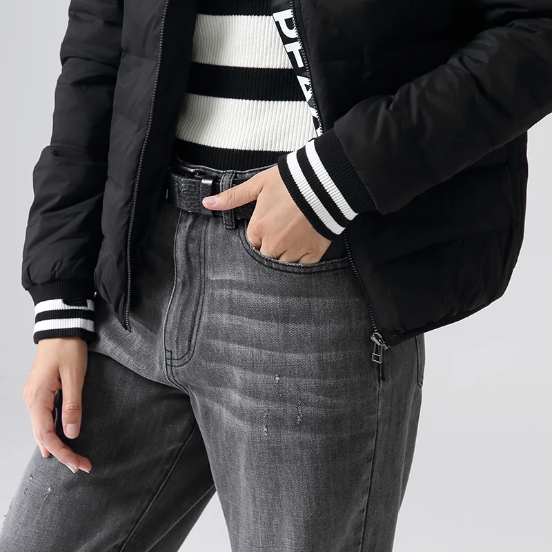 Kopen Toyouth Winter mode hooded licht donsjack vrouwen korte jas brief gedrukt zwarte bovenkleding donsjacks