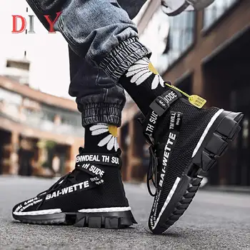 

Sport Shoes for Men Platform Sneakers Men Sock Slip-On Running Shoes Breathable High Top Man Sneakers Zapatos Hombre Sapatos X3