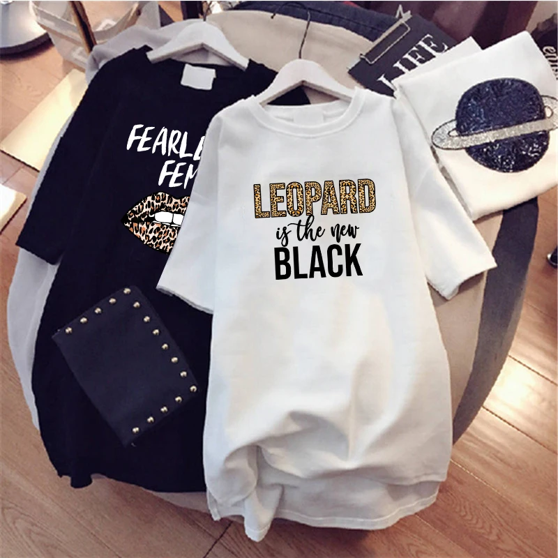 Женское летнее платье футболка с леопардовым принтом коротким рукавом|Платья| |