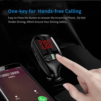 

Bluetooth FM Transmitter Aux In 3 Music mode LCD Car MP3 Player Bluetooth 4.2 Handsfree Car Kit 2-USB Charger Support TF Card
