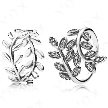

YinDX 925 sterling silver ring classic simple plant series leaves charm European women's wedding ring gift fine jewelry