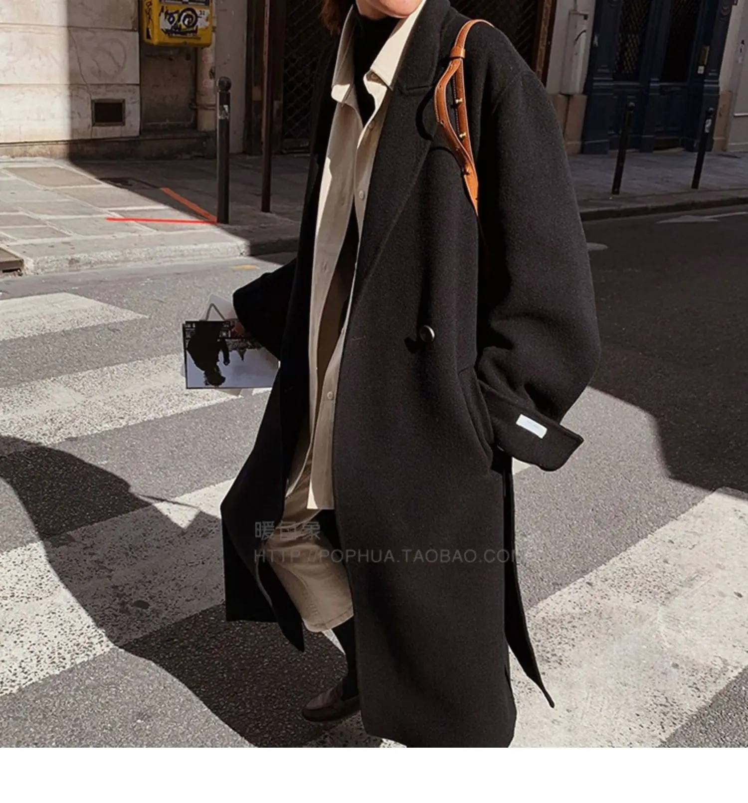Women Overcoat Outwear Coat Korean Winter Long Loose Cardigans Lace Up Full Sleeve Manteau Femme