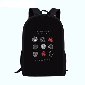 

School Bags Twenty one pilots Backpacks rucksack black plecak Teenager Boys Girls Orthopedic Satchel Kids Bagpack