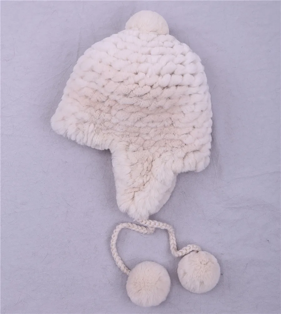 Beige SUPPEV& STTDIO, женская зимняя шапка из меха кролика Рекс, меховые шапки-ушанки, Русская Шапка-ушанка, Авиатор, ловушка для снежного спорта - Цвет: Beige