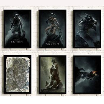 

Skyrim Role Map Poster Classic Game Poster Photographic Paper Wall Picture For Living Room Bar Cafe Decor Poster ZS208