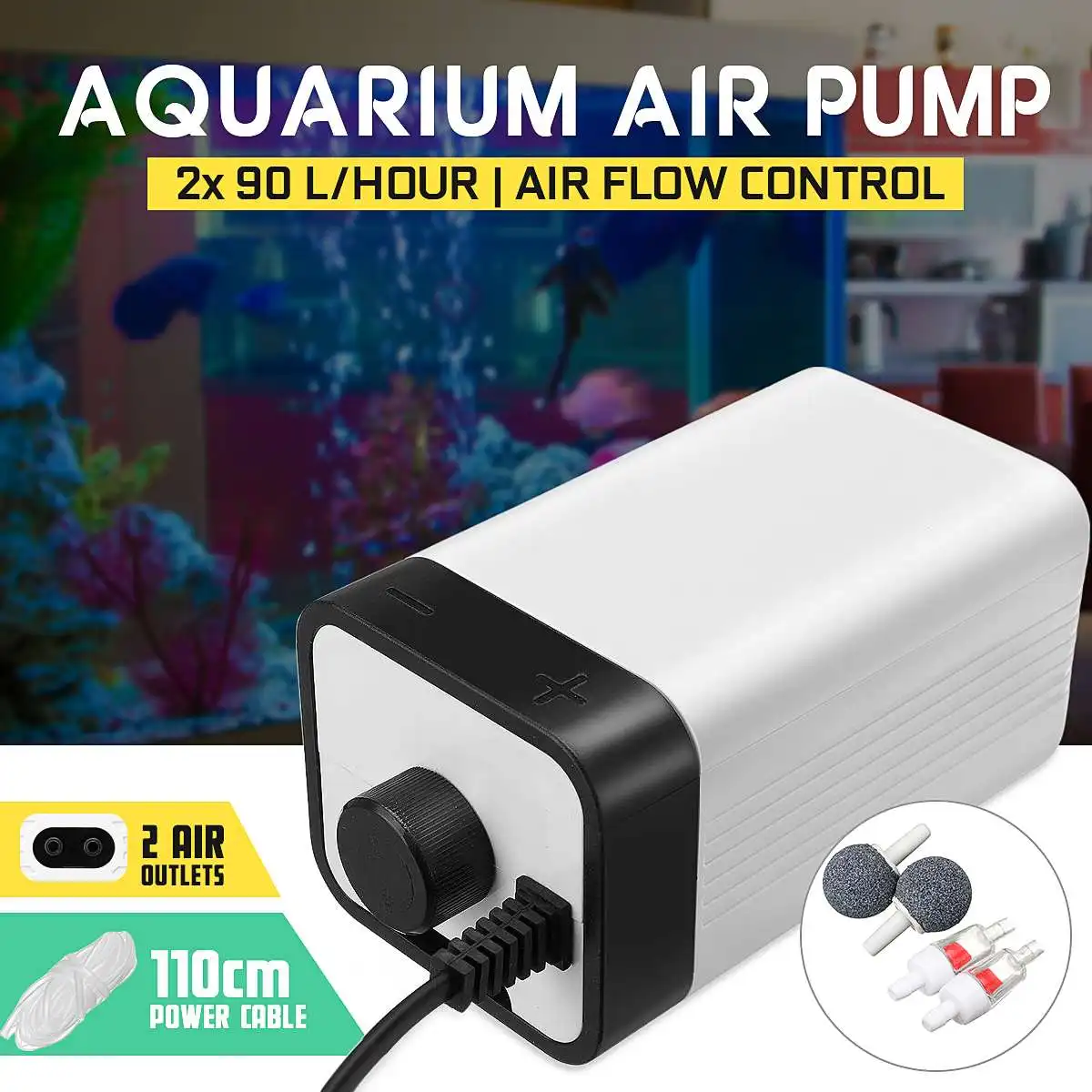 CT-202 Aqua аквариум воздушный насос кислородный фонтан пруд аэратор воды аквариум 2 выхода