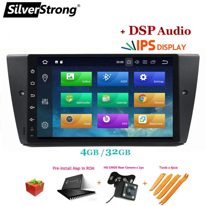 Android 9 0 ips 1DIN Автомобильный NAVI для BMW E90 318 320i E92 E91 330 328 M3 Rover SilverStrong 4 Гб ОЗУ 32 ПЗУ DSP