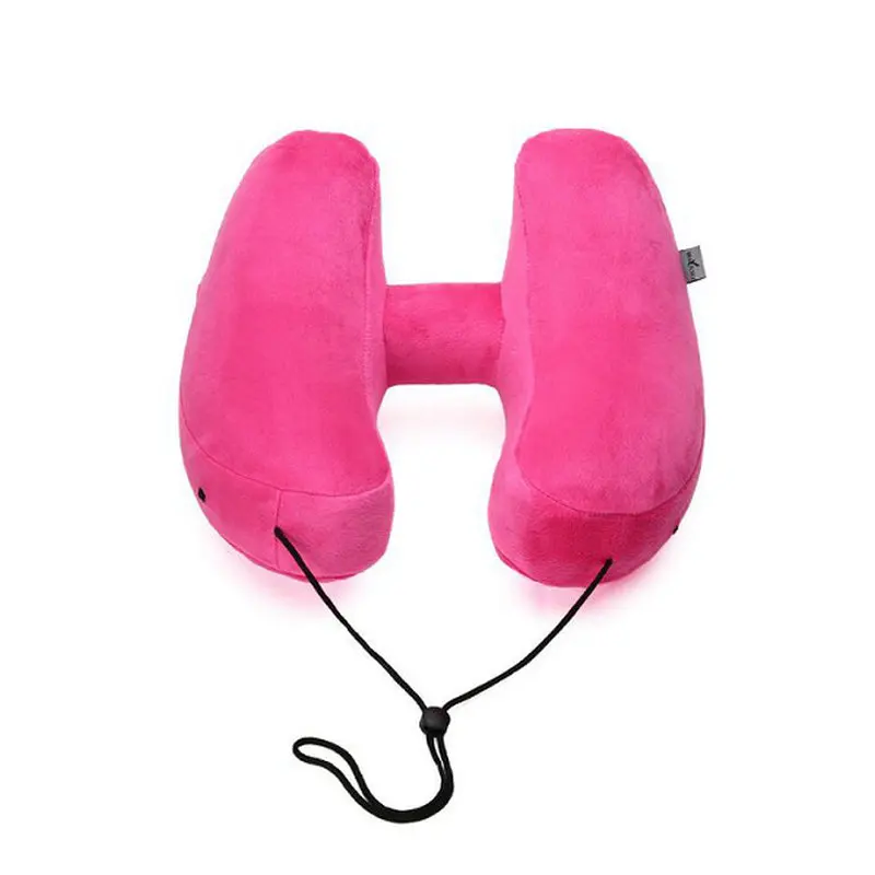 H Shape Quick Inflatable Travel Pillow Folding Lightweight nap Neck Pillow Car Seat Office Airplane Sleeping Cushion Pillow - Цвет: pink