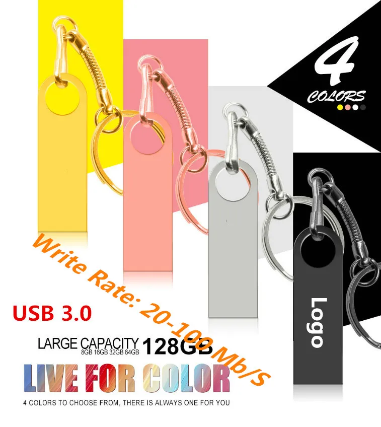 

Usb Flash Disk 64GB USB 3.0 PenDrives High Speed Metal Waterproof Pen Drive 8GB 16GB 32GB 128GB U Disk Free Print Logo