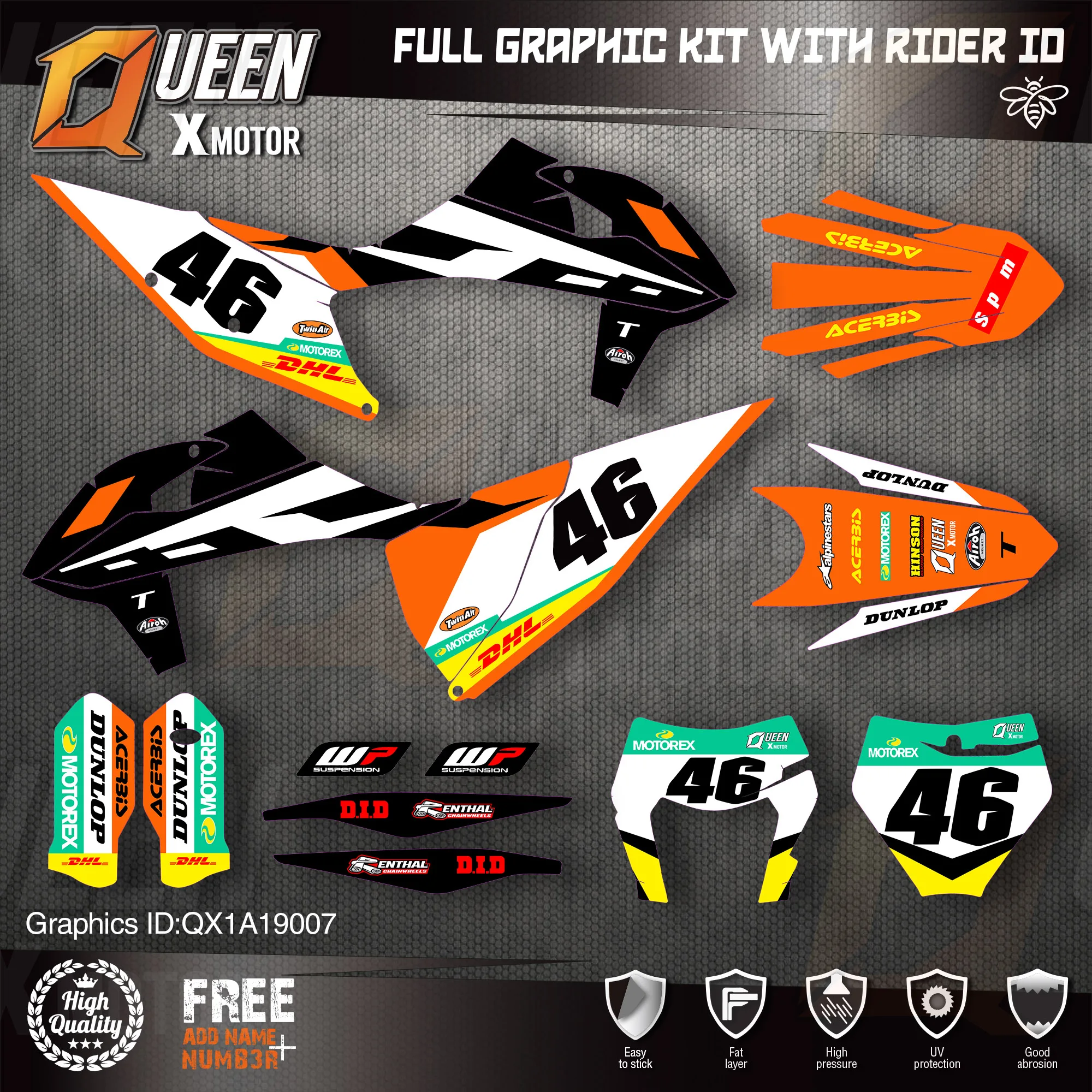 QUEEN X MOTOR Custom Team графические наклейки Набор наклеек для KTM 2019 2020 SX SXF 2021 EXC Φ 007 |