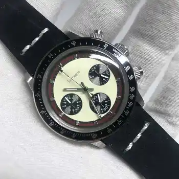 

Business luxury brand watch day quartz tona watches chronograph function works stainless steel case leather strap AAA quality