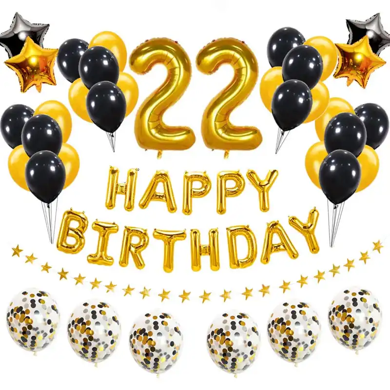 38 Stucke Anzahl 22 Geburtstag Luftballons 22th Glucklich Geburtstag 22 Jahre Alt Party Dekorationen Rose Gold Rosa Silber Mann Frau Liefert Ballons Zubehor Aliexpress